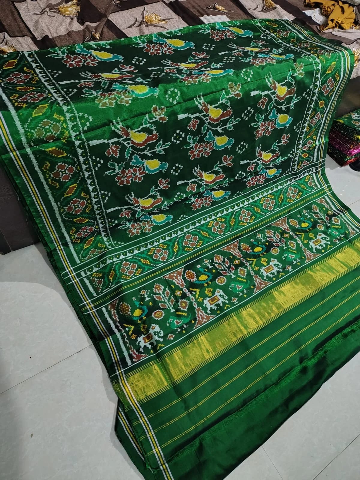 Deep Magenta & Gold Chhabdi Ikat Silk Saree