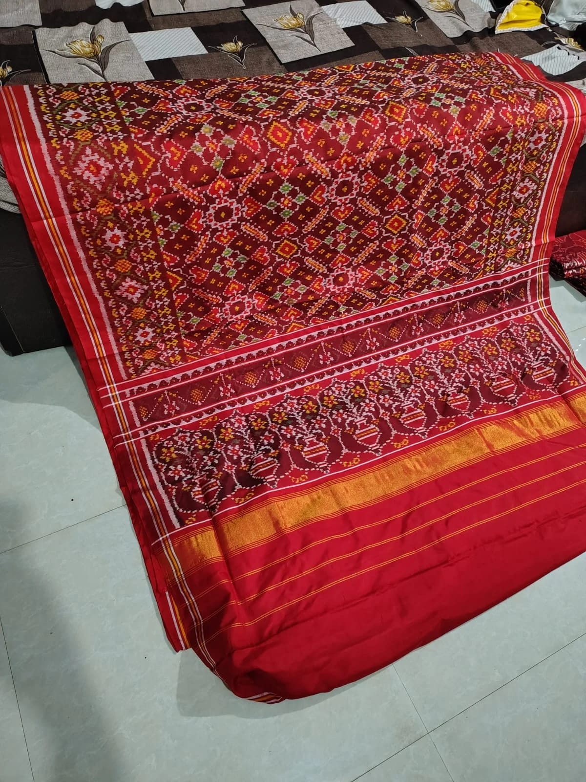 Midnight Purple & Gold Double Ikat Silk Saree