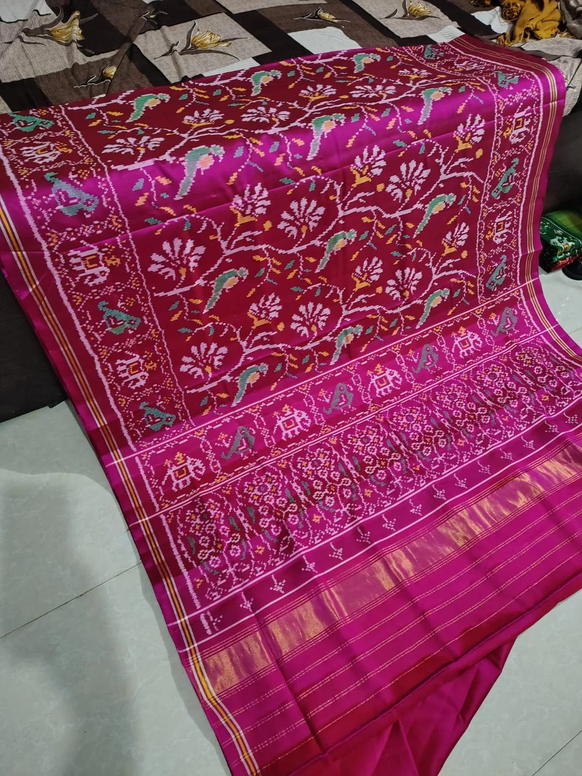 Royal Purple & Crimson Kunjar Patola Saree