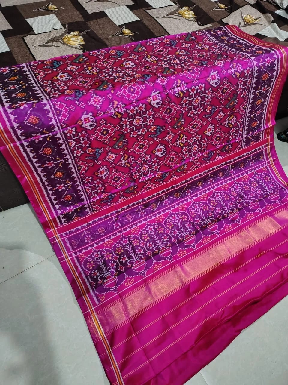 Vibrant Orange & Blue Rajkot Patola Saree